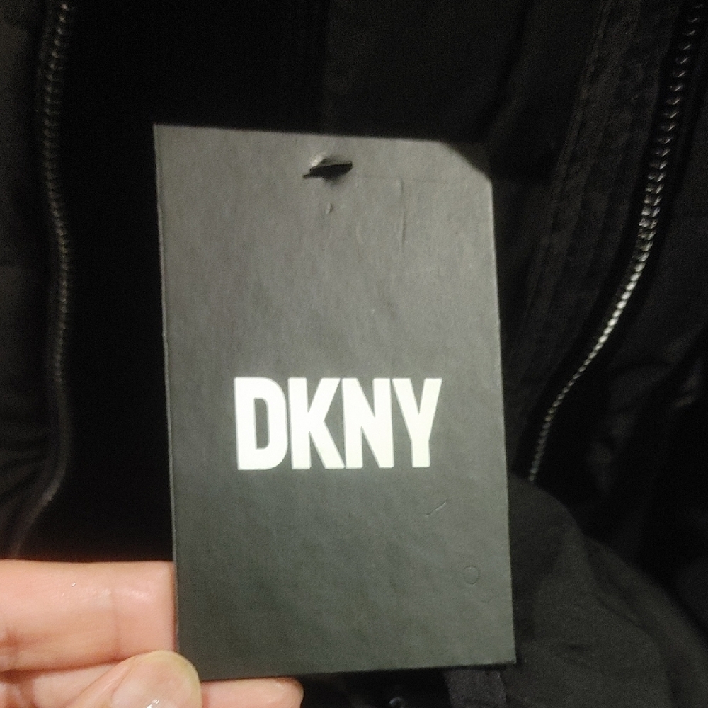 Dkny Black Quilted Puffer Jacket with High Collar - Picture 2 of 7